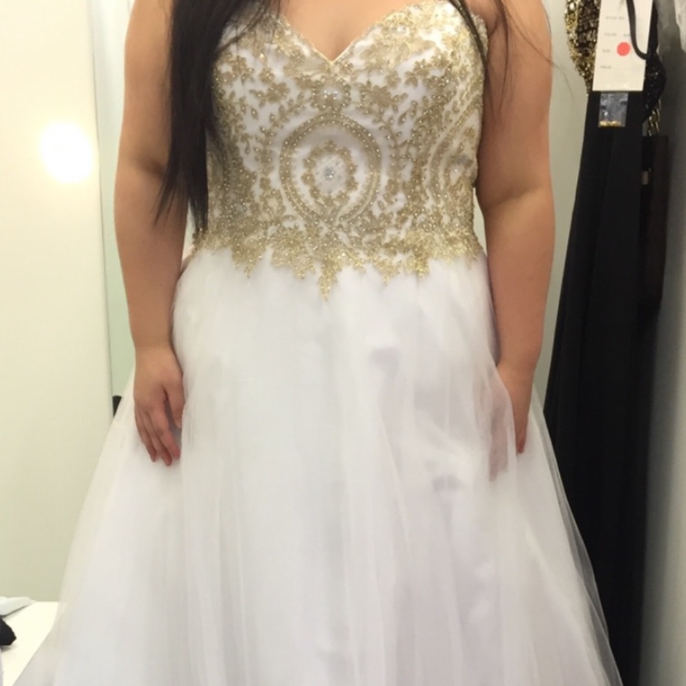 White Ball Gown with Gold Detail